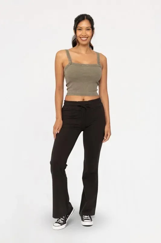 Mono B Drawstring Flared Pants - DAVERRI FASHIONS