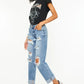 Kancan Mid Rise Distressed Boyfriend Fit Jeans - DAVERRI FASHIONS