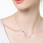 Silver One Size Cross 925 Sterling Silver Moissanite Necklace | Silver Necklaces Daverri Fashions