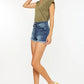 Kancan High Rise Frayed Hem Denim Shorts Denim Shorts