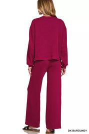 Zenana French Rib Pullover and Pants Set | Daverri Fashions