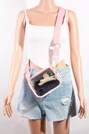 Blush Pink one size PVC Clear Rectangular Crossbody Bag | Handbags Daverri Fashions