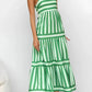 Daverri striped tiered maxi cami dress in green white vertical stripes