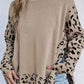 Slit Leopard Mock Neck Dropped Shoulder Sweater - DAVERRI FASHIONS