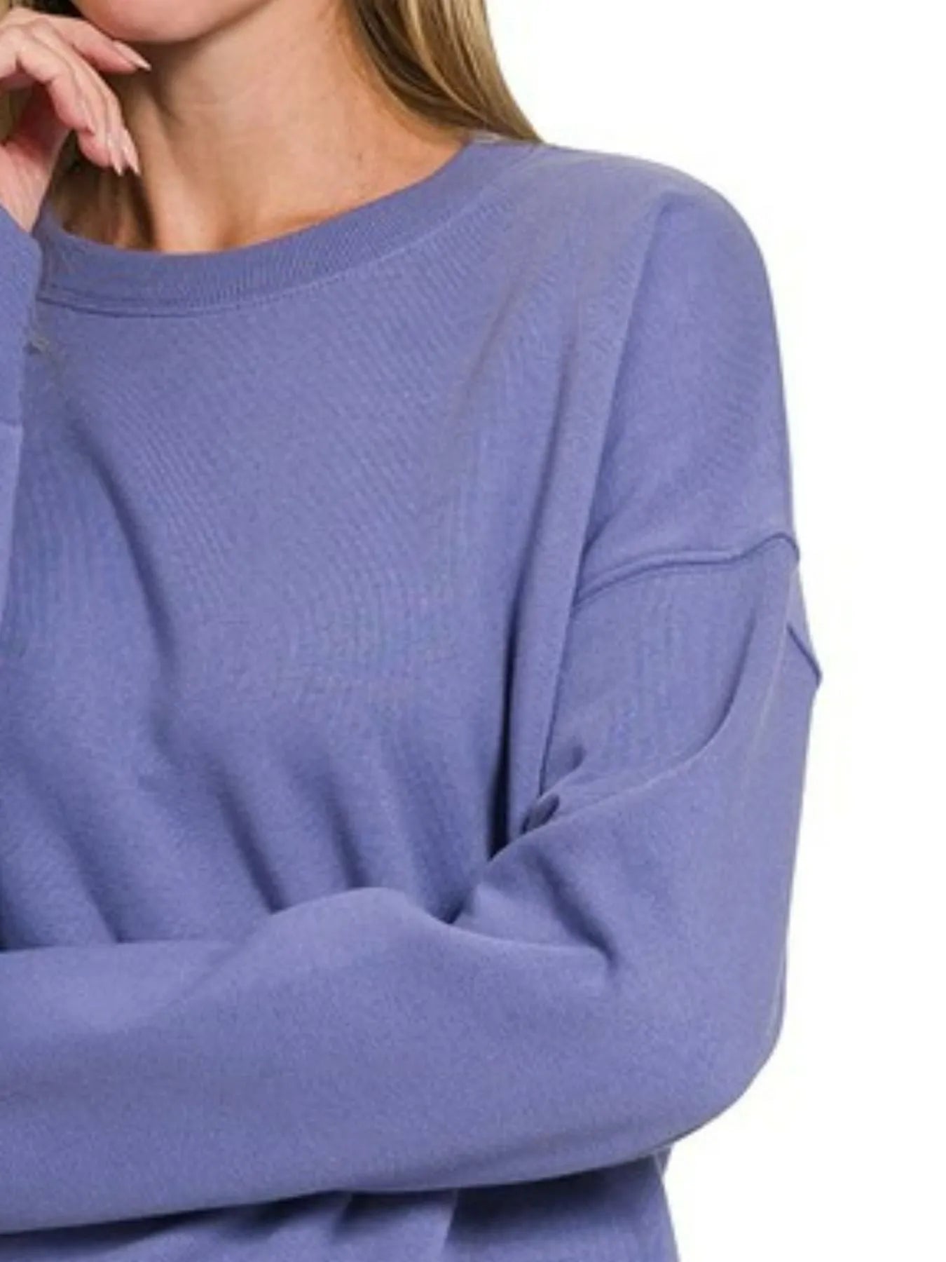 Zenana Full Size Fleece Drop Shoulder Sweatshirt Plus Size Sweatshirts