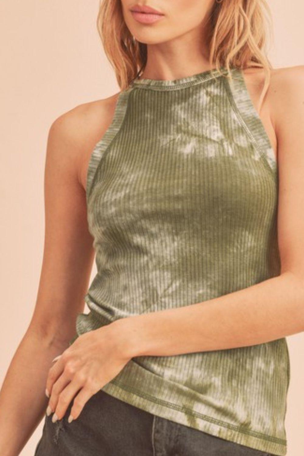 Aemi + Co Ribbed Tie-Dye Round Neck Tank | Tank Tops Daverri Fashions