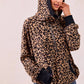 BiBi Leopard Print Waffle Half Zip Up Hoodie W Pocket - DAVERRI FASHIONS