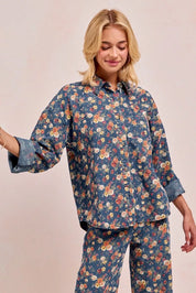 BiBi Washed Floral Print Denim Jacket | Shackets Daverri Fashions