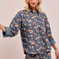 BiBi Washed Floral Print Denim Jacket Shackets