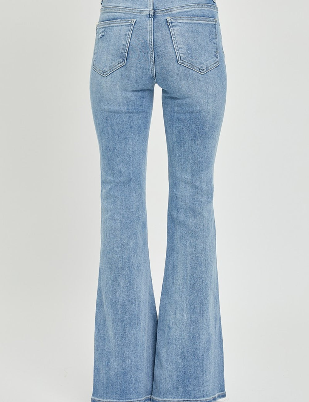 Risen Full Size High Rise Frayed Hem Flare Jeans