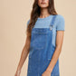 Annie Wear Wide Strap Denim Overall Dress with Pockets - DAVERRI FASHIONS