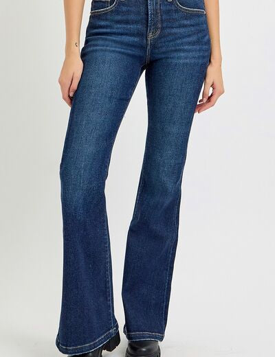 RISEN Full Size High Rise Flare Jeans with Pockets