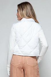 Snobbish Snap Down Quilted Crop Vest | Vest Jackets Daverri Fashions