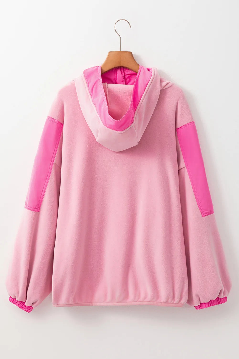 Color Block Half Zip Long Sleeve Hoodie Tops