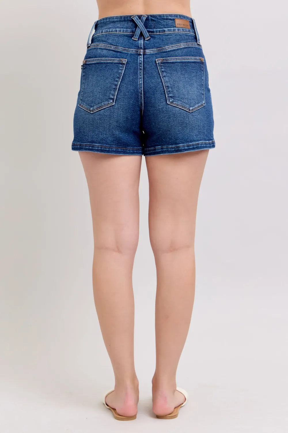 Judy Blue Double Button Waistband Denim Shorts Plus Size | Denim Shorts Daverri Fashions