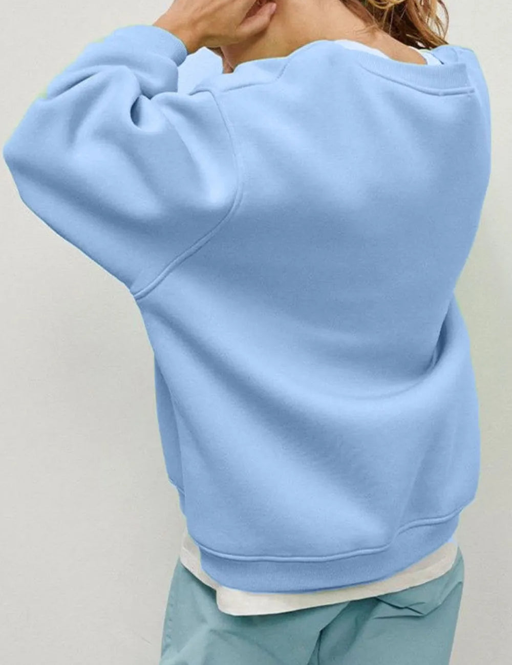 Round Neck Dropped Shoulder Long Sleeve Sweatshirt | Sweatshirts Daverri Fashions