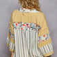 POL Raw Edge Open Front Patchwork Cardigan with Floral Trim Cardigans