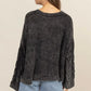 HYFVE Cable Knit V-Neck Dropped Shoulder Oversized Sweater - DAVERRI FASHIONS