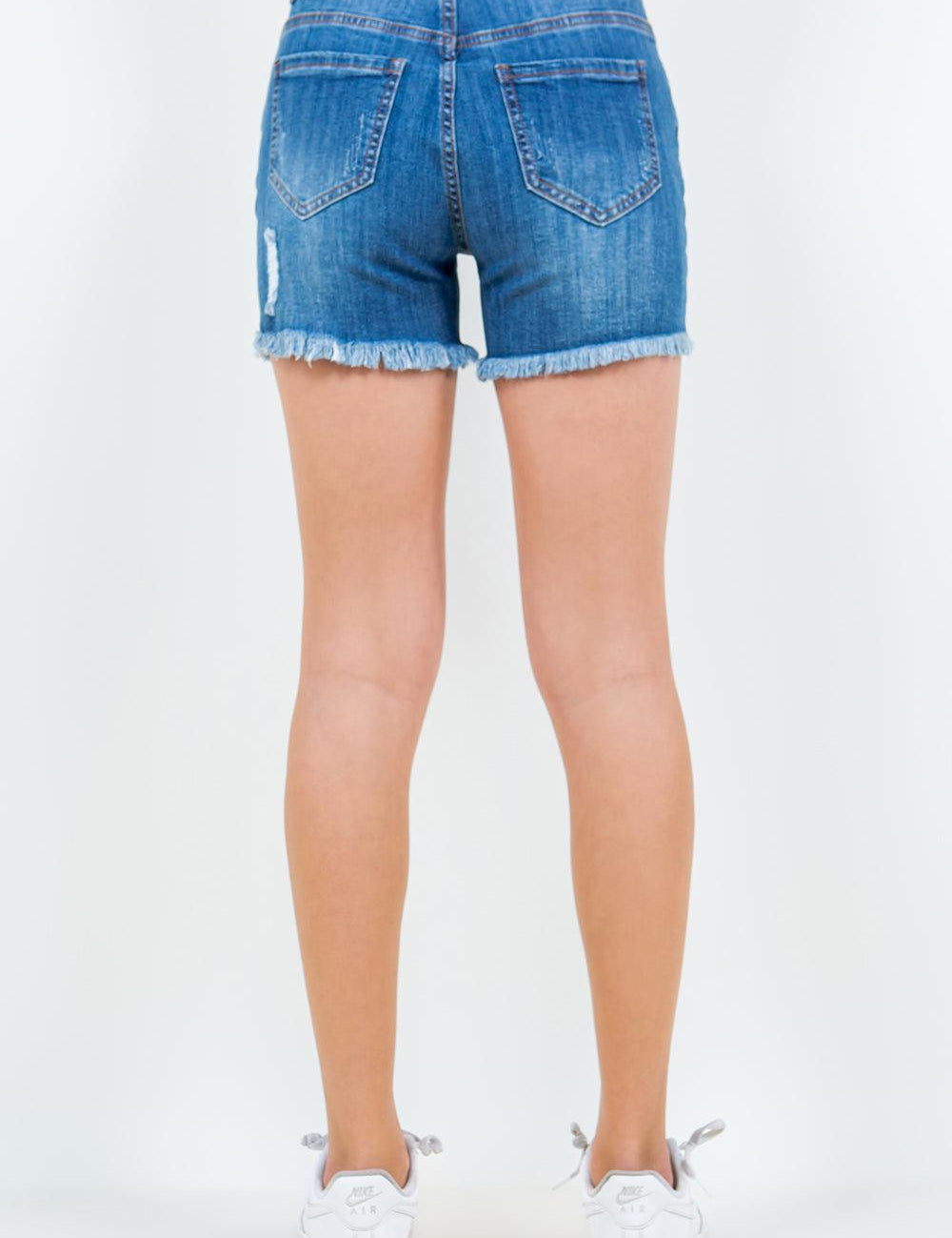 High Waist Distressed Frayed Denim Shorts Shorts