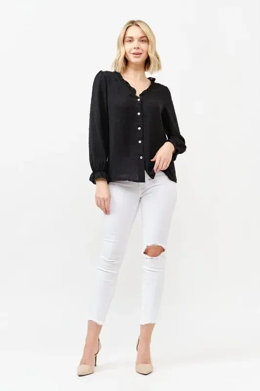And The Why Polka Dot Ruffle Detailed Blouse Top - DAVERRI FASHIONS