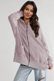 Lilac Zip-Up Long Sleeve Jacket | Jackets Daverri Fashions