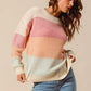 SO ME Multi Color Block Long Sleeve Sweater - DAVERRI FASHIONS