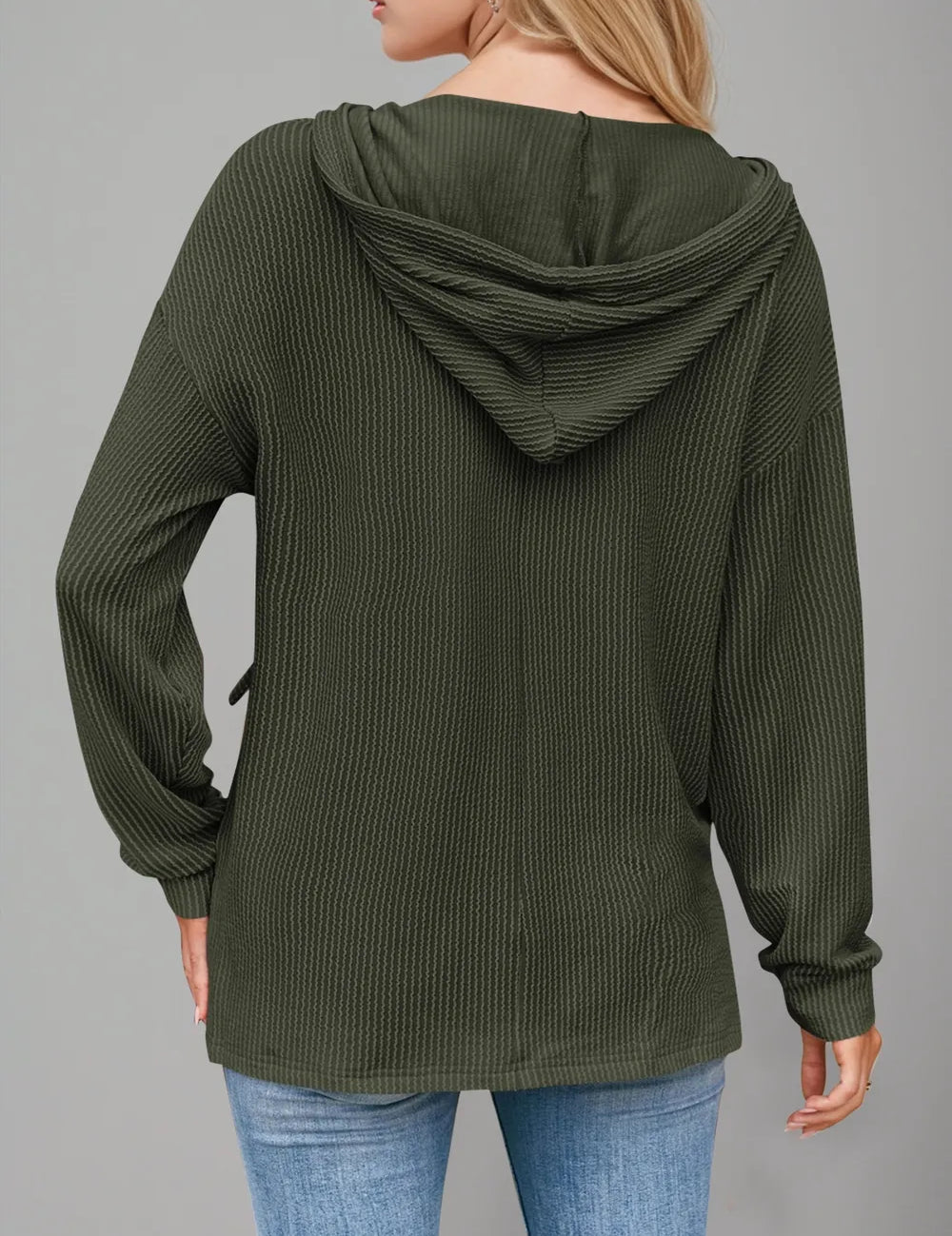 Double Take Drawstring Dropped Shoulder Long Sleeve Hoodie | Hoodies Daverri Fashions