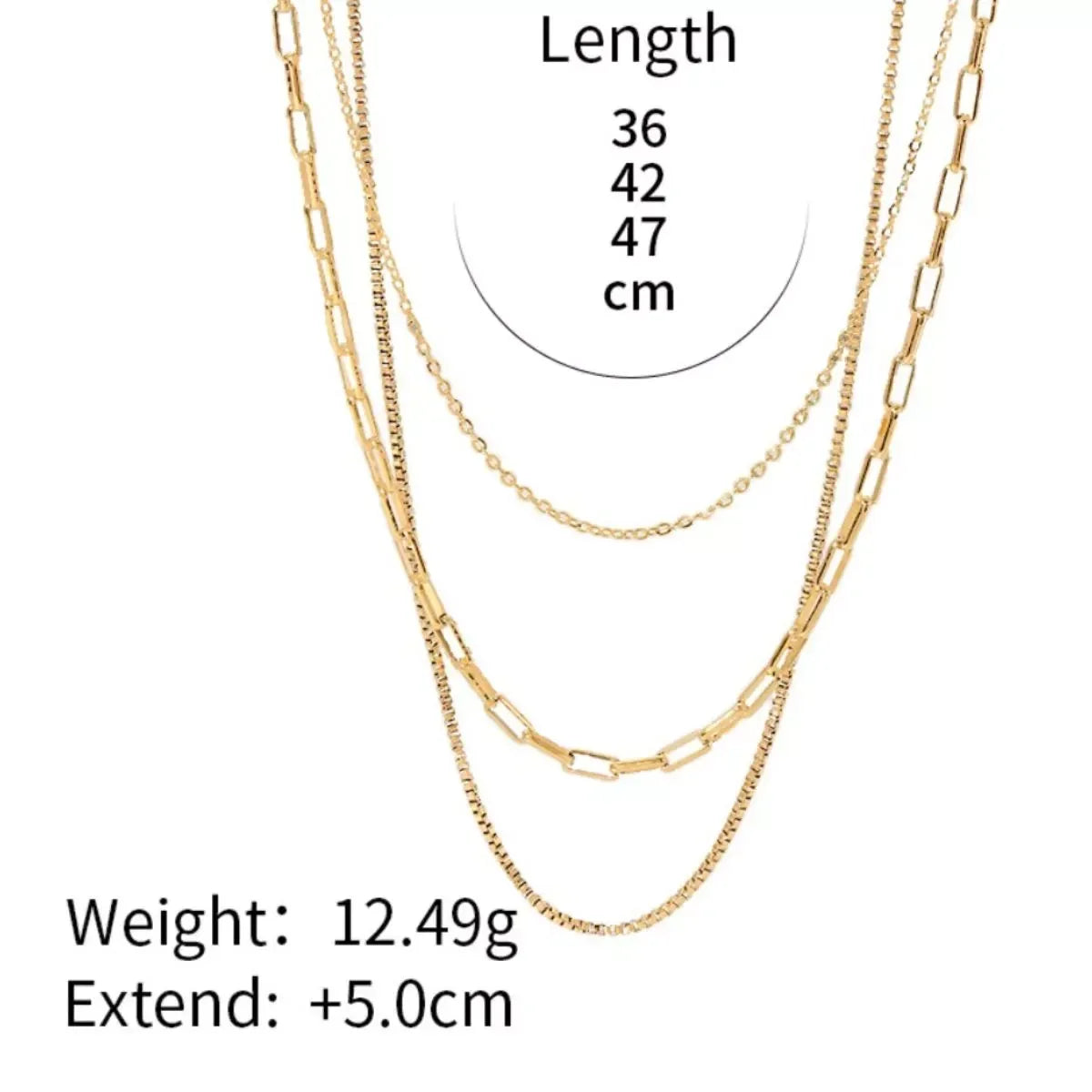 18K Gold-Plated Three Layered Necklace - DAVERRI FASHIONS