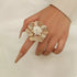 18K Gold-Plated Pearl Flower Ring - DAVERRI FASHIONS
