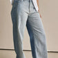 Contrast Straight Leg Jeans with Pockets - DAVERRI FASHIONS