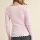 Aemi + Co Lettuce Hem Scoop Neck Long Sleeve Knit Top