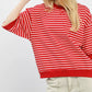 Red and white striped Umgee oversized short sleeve pullover sweatshirt