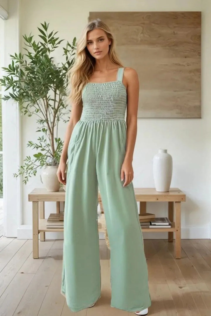ADORA Smocking Top Wide Leg Jumpsuit SAGE Jumpsuits