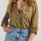 Collared Neck Roll-Tab Sleeve Denim Top - DAVERRI FASHIONS