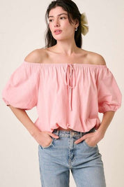 Mittoshop Linen Two-Way Short Sleeve Crop Blouse