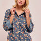 BiBi Washed Floral Print Denim Jacket Shackets