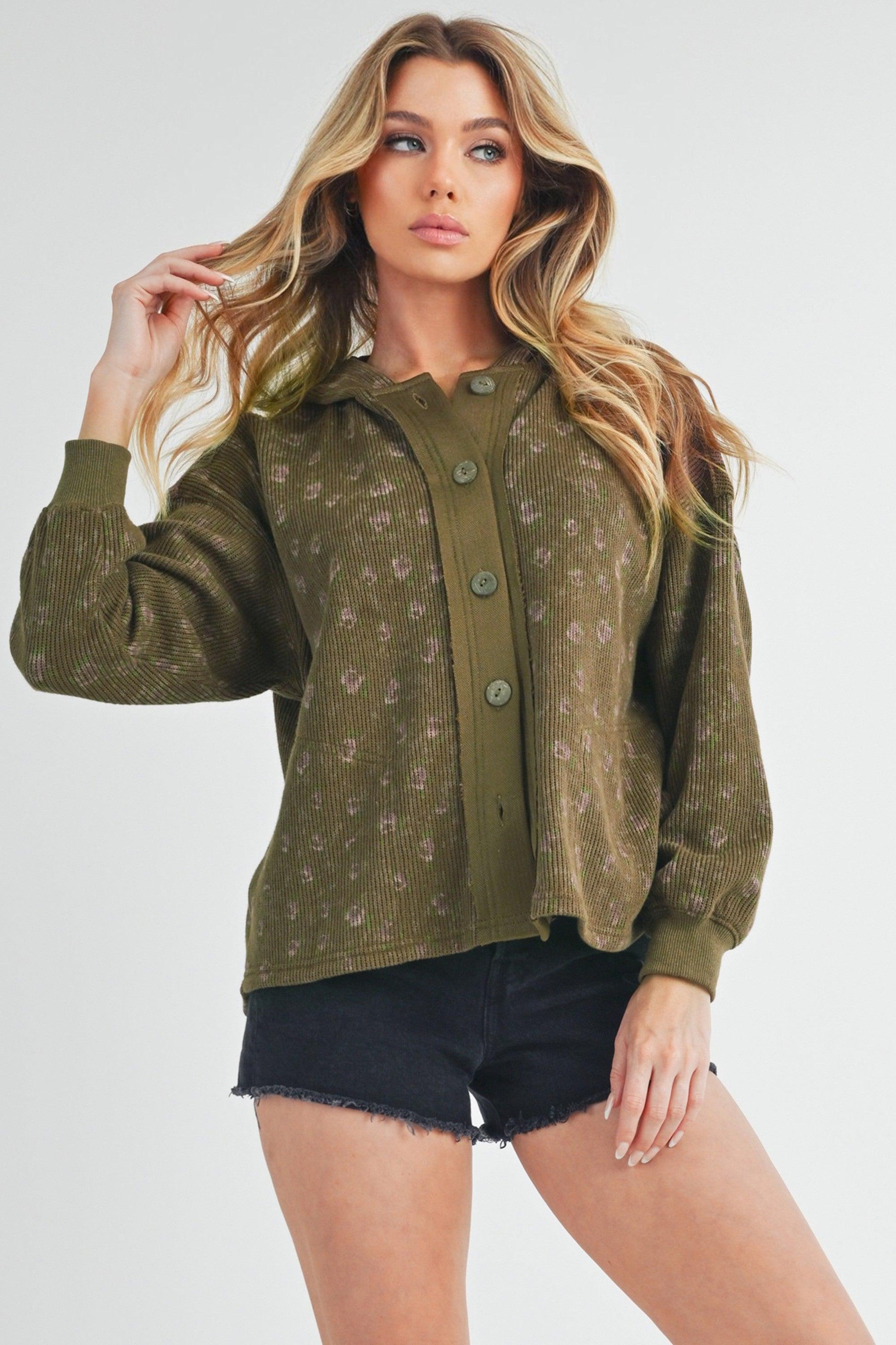 Aemi + Co Floral Button Up Hooded Jacket Jackets