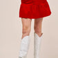 SO ME Ruffled Hem Game Day Mini Skirt RED Skirts
