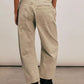 Daverri Washed Relaxed Fit Barrel Jeans in beige wide-leg denim with distressing