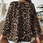 Oversized Leopard V-Neck Three-Quarter Sleeve Blouse - DAVERRI FASHIONS