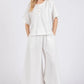 Ces Femme Half Button Half Sleeve Top and Pants Set Outfit Sets