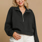 Umgee Full Size Half Zip Cropped Sweatshirt Plus Size