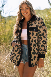 Leopard Leopard Button Up Long Sleeve Jacket | Jackets Daverri Fashions