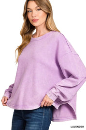 Zenana Acid Washed Exposed-Seam Sweatshirt | Sweatshirts Daverri Fashions