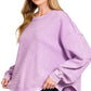 Zenana Acid Washed Exposed-Seam Sweatshirt - DAVERRI FASHIONS
