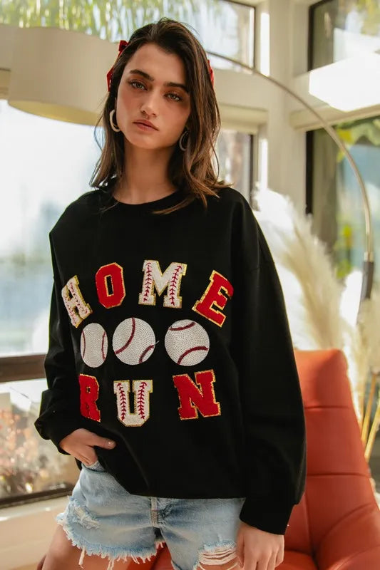 BiBi Baseballs Homerun Patches French Terry Sweatshirt Sweatshirts