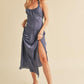 Aemi + Co Ruched Side Slit Cutout Back Maxi Cami Dress Cami Dresses