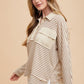 Annie Wear Striped Button Detail Long Sleeve Polo Top Tops