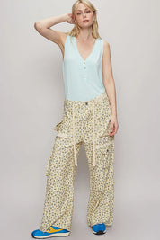 POL Floral Cargo Wide Leg Pants with Lace Drawstring | Pants Daverri Fashions
