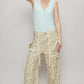 POL Floral Cargo Wide Leg Pants with Lace Drawstring Pants
